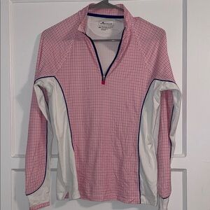 Peter Millar Pink and White Checkered Pullover